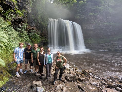 guided walk waterfalls brecon wales wild swimming