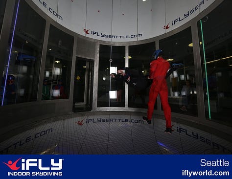 Photos of Brandon in flight at iFly Seattle.