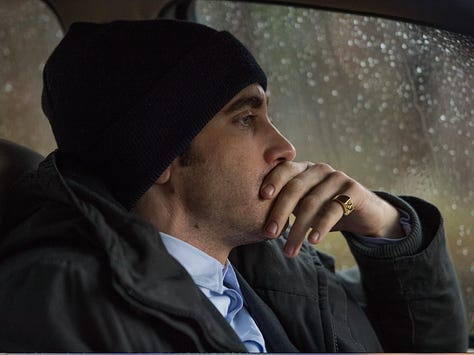 Photos of Jake Gyllenhaal in movies Love and Other Drugs, Donnie Darko, and Prisoners.