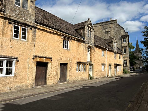 Church Street, Corsham and there are more lovely houses including the weavers cottages and the Folly of Corsham Court is visible. Images: Roland's Travels