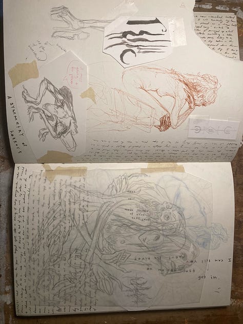 Photos of Morgan's personal sketchbook entries