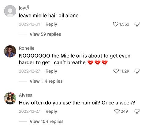 comments on Alix Earle's video on Mielle Organics