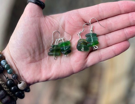 Eco Octopus Sea glass crone earrings Lynda Nurse Crone Club recomends