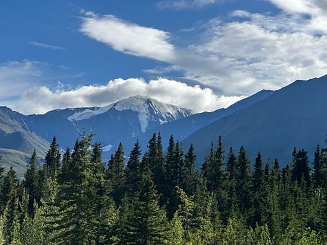 Photos of High peaks and mountain glaciers along the Alcan highway