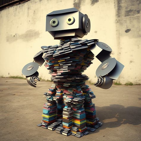 Money, diamonds, gold, and ice. Stack-of-CDs-sculpture. VHS sculpture.