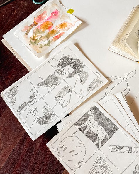 Book, watercolour plants, dog art