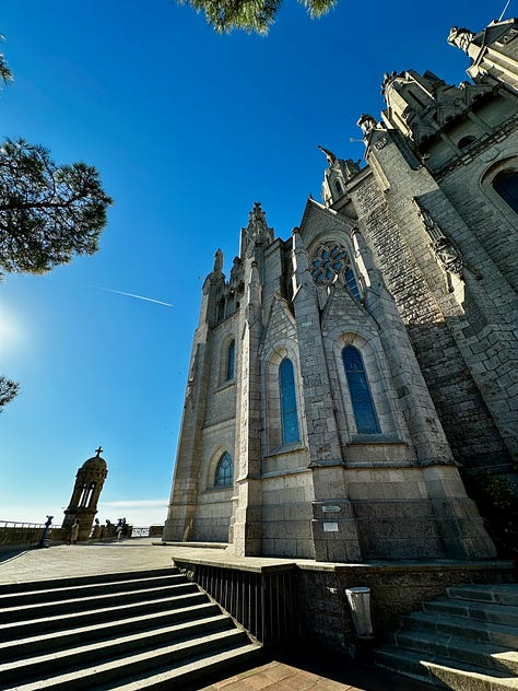 Hiking to the Tibidabo in Barcelona, Catalonia, Spain