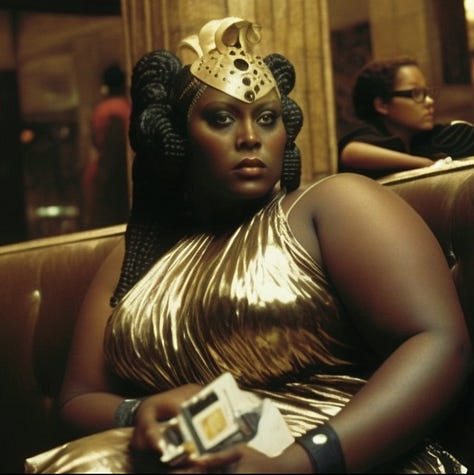 Grid of nine images featuring a wide range of Black people in an imagined Detroit future.