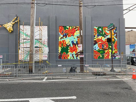 Series of nine photos depicting the evolution of my mural "Bound Together" located at 10th and Callowhill Streets in Philadelphia's Chinatown area. 