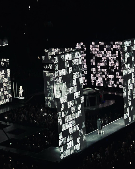 Images of people who died during the AIDS crisis as a backdrop at the Madonna concert at Scotiabank Arena.