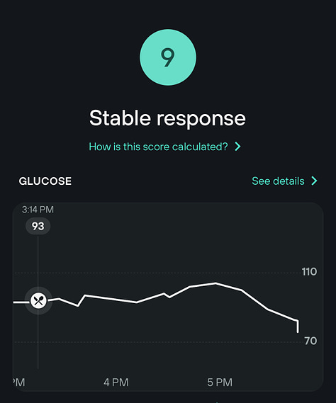 Glucose response to ice cream