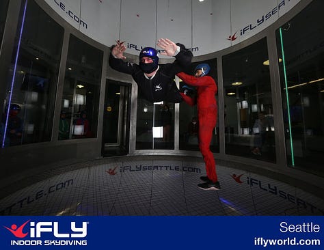 Photos of Brandon in flight at iFly Seattle.