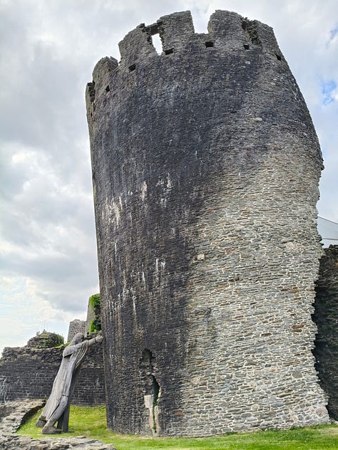 castle walls in the sunshine in Wales