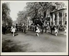 Marching in the Cerro Gordo High School Band to the West Frantz Cemetary at the edge of town