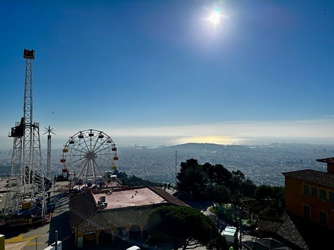 Hiking to the Tibidabo in Barcelona, Catalonia, Spain