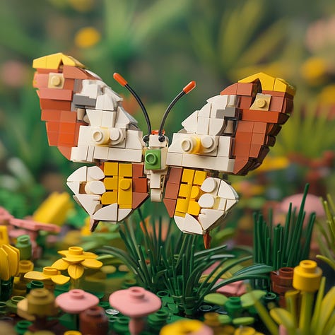 LEGO, butterfly, transformer, villager