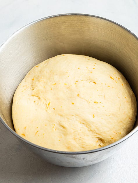 Making dough for cranberry orange star bread