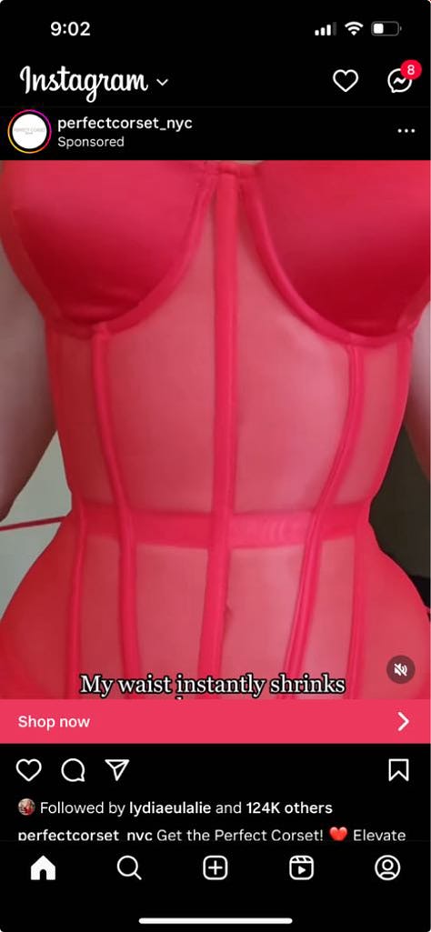 Images of shapewear from Instagram advertisements