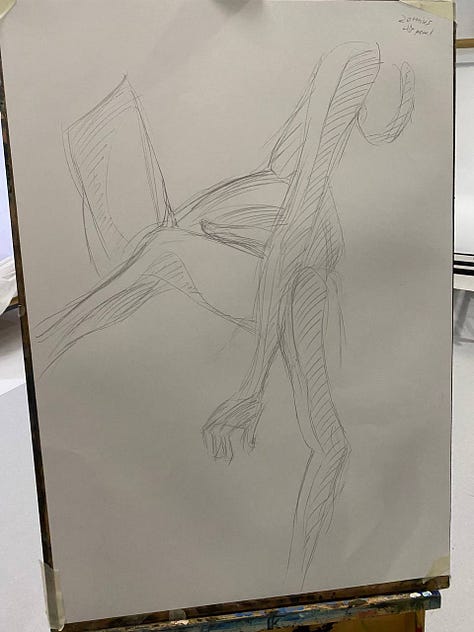 life drawing of female nude at Merthyr Tydfil, cardiff, wales