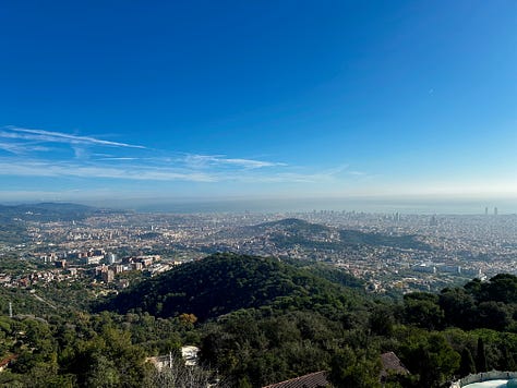 Hiking to the Tibidabo in Barcelona, Catalonia, Spain