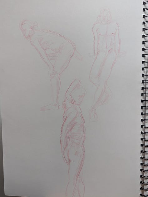 Male life model in dynamic poses