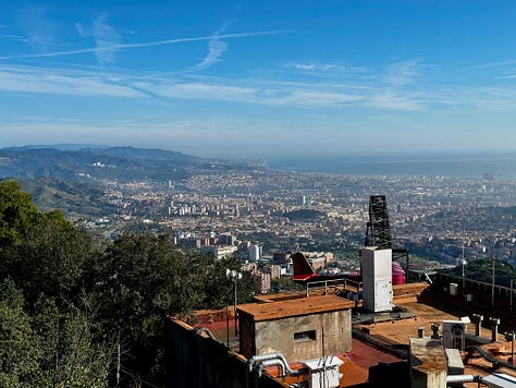 Hiking to the Tibidabo in Barcelona, Catalonia, Spain