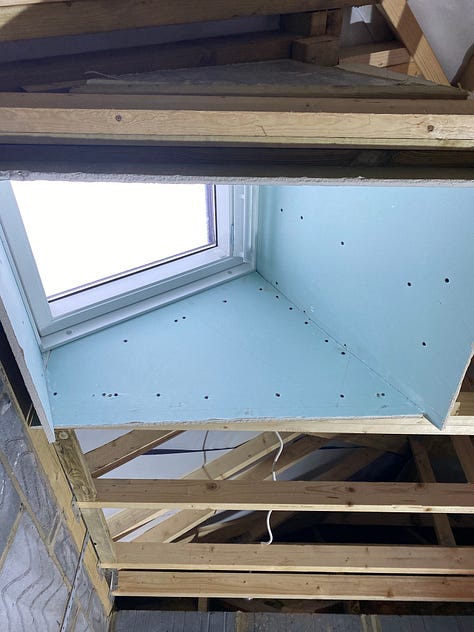 boarding of the ceiling and velux window