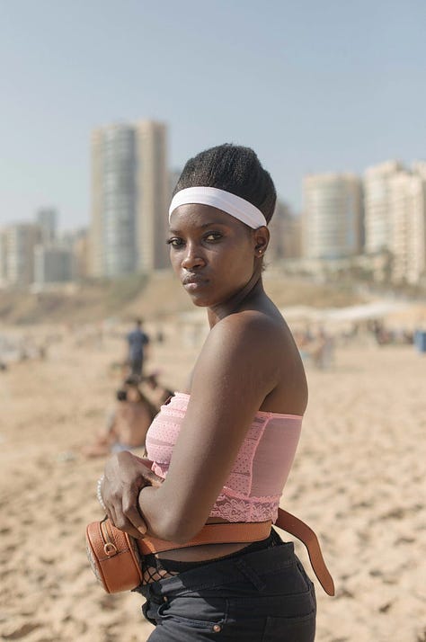 Aline Deschamps' photos of exploited African women enjoying a moment of freedom at the beach in Beirut.