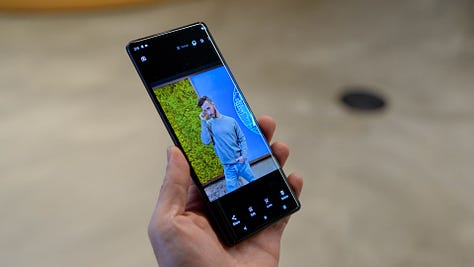 Multiple images showing the Moto Edge+ camera at 35mm, 50mm and 85mm focal lengths as well as what the final images look like on the phone itself.