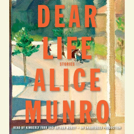 Covers of 3 Alice Munro books: Dear Life text and audiobook & Selected Stories