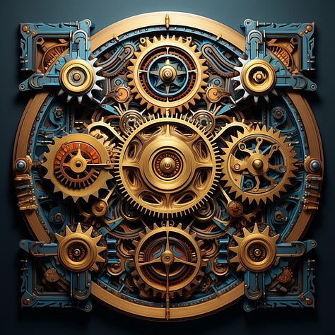 Solar system / donut / gear mandala in Midjourney