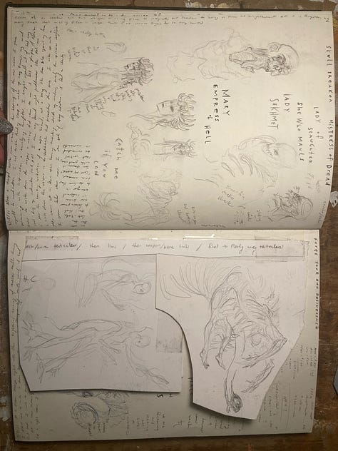 Photos of Morgan's personal sketchbook entries