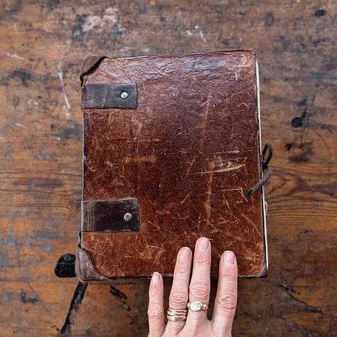 Old handbound Journal made from antique leather bookbinding