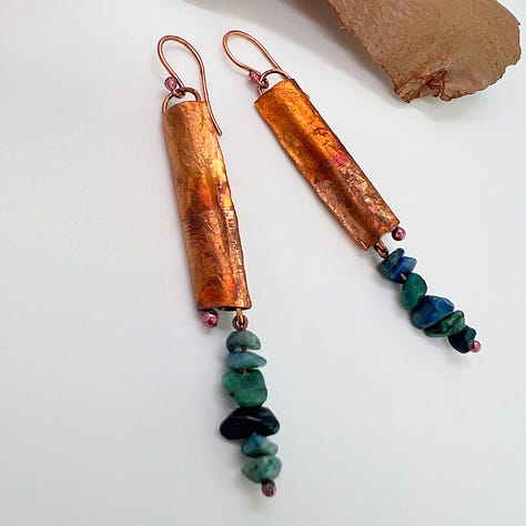 Revivo-Formed Copper & Chrysoprase Earrings-by Anita Chaperon