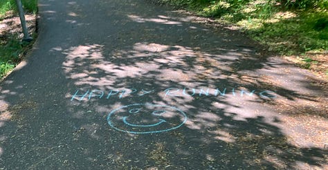 Chalked exhortations, Swedish flag and pig