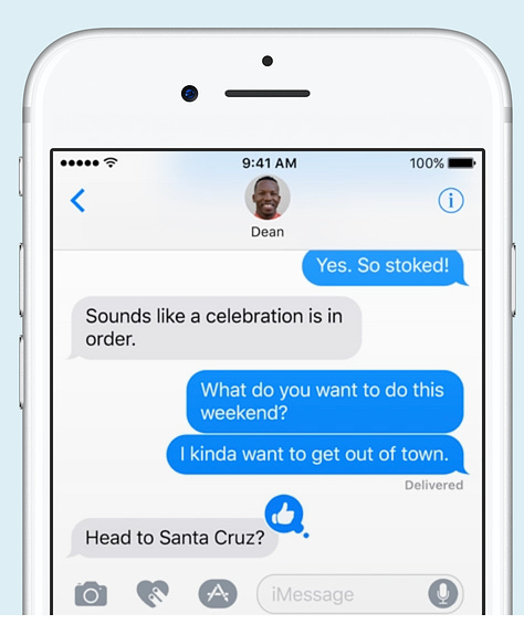 Marketing materials for iOS 10 featuring fake text messages