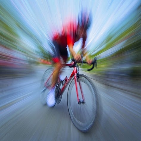 Rabbit, cyclist, cactus + zoom burst in Midjourney