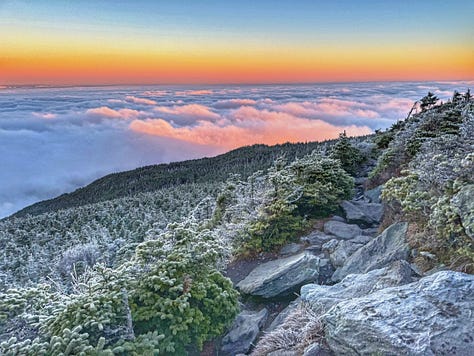 From the tops of Mt. Mansfield, Mt. Abraham and Camel's Hump.