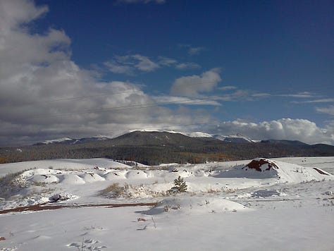 Our camper, fall and winter in the mountains