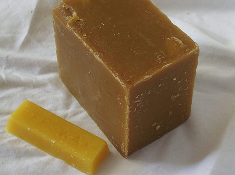 Examples of cocoa butter and beeswax