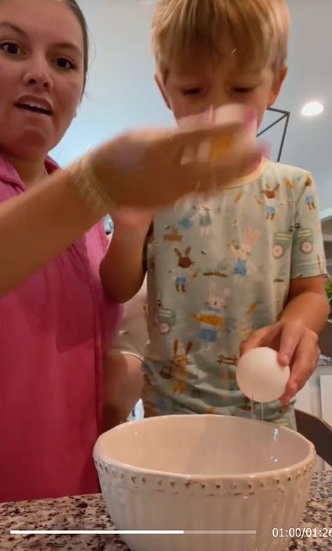 Woman abusing son by tricking him so she can smash an egg on his face for a tik tok challenge