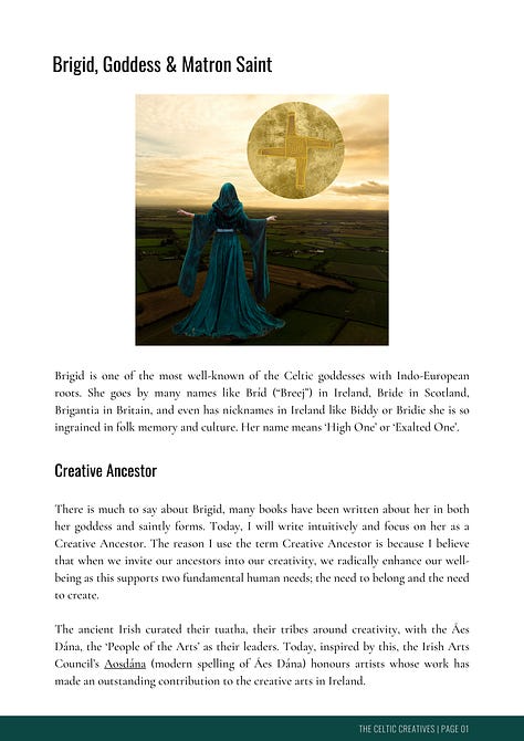 Samples of an ebook with goddess images and journal prompts