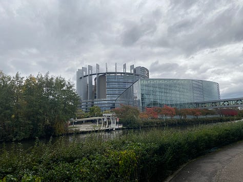 1 European Parliament 2. Council of Europe 3. Parc de l'Orangerie 4. Pavillon Joséphine (in parc) 5. Netherland's EU delegation house 6. Palais universitaire de Strasbourg 