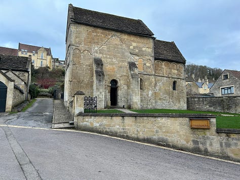 The Saxon Church of St Laurence. Exteroir and interior shots, including a stone alter and font. Outside is a Roman coffin. Images: Roland's Travels