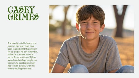 Pitch deck images for Mostly Invisible Boy. More to come...