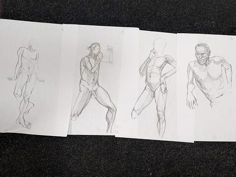 Male life model in dynamic poses