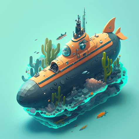 Mijourney images for Isometric: Submarine | Futuristic city | Hedgehog