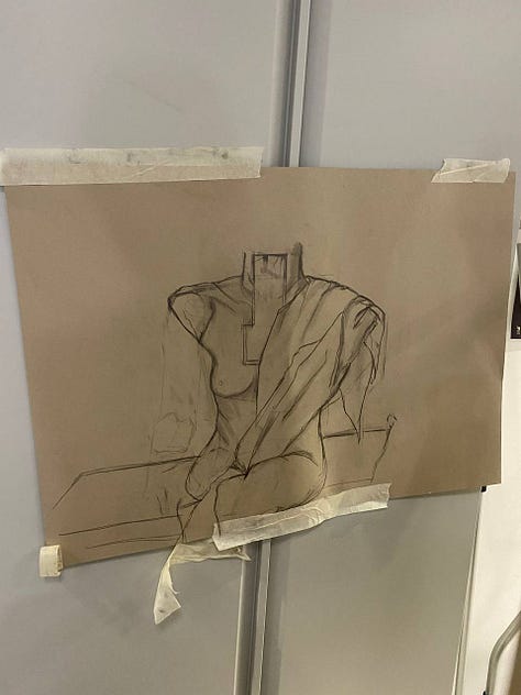 life drawing of female nude at Merthyr Tydfil, cardiff, wales