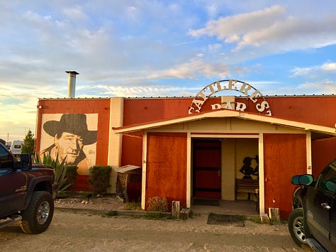 Cattlerest RV Park and Saloon just before sunset. Wilcox, Arizona