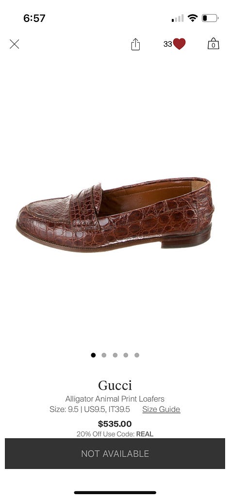 A series of brown loafers